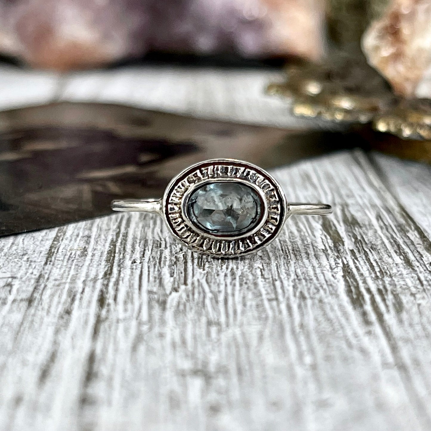 Dainty Blue Apatite Oval Ring Set in Sterling Silver Size 7 8 9 10