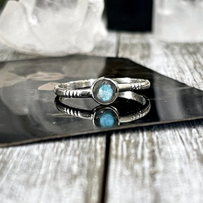 Dainty Labradorite Ring Set in Sterling Silver Size 7 8 9 10