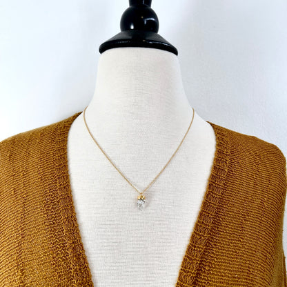 Dainty Natural Raw Clear Quartz Brass Necklace