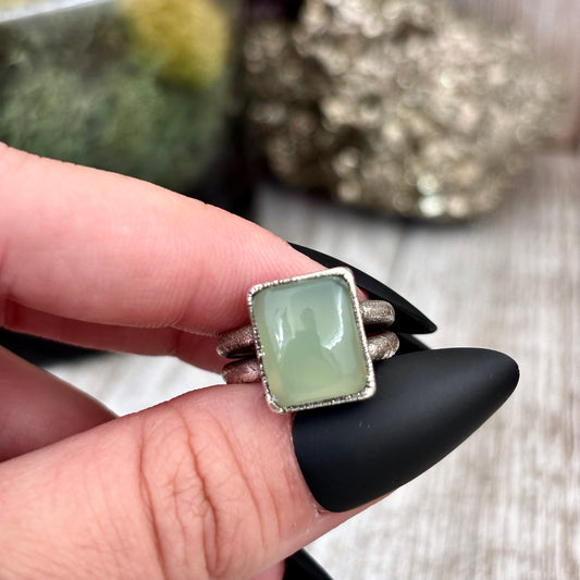 Blue Chalcedony Ring Fine Silver Stone Ring Size 5.5/ Foxlark Collection- One of a Kind