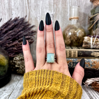 Blue Chalcedony Ring Fine Silver Stone Ring Size 9 / Foxlark Collection- One of a Kind