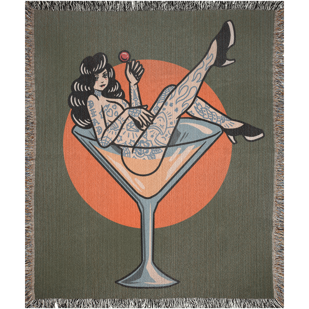 Miss Martini Traditional Tattoo Style - Woven Blanket