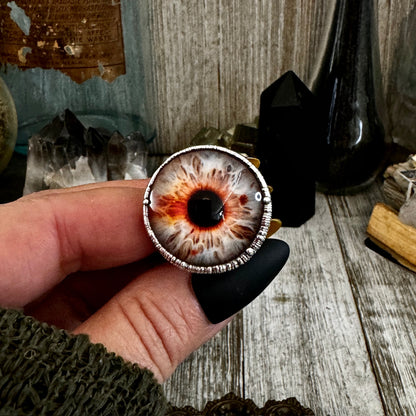 Glass Eye Ring Silver Size 7 8 9 10 / Foxlark Collection