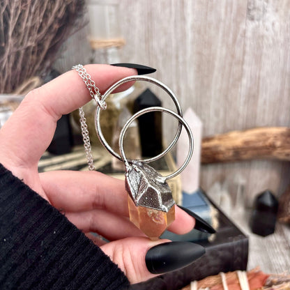 Raw Tangerine Quartz Crystal  Necklace in Fine Silver / Foxlark Collection - One of a Kind