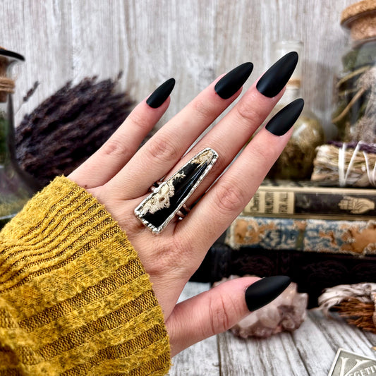 Fossilized Palm Root Ring Size 8.5  / Foxlark Crystal Jewelry Collection
