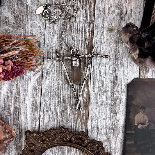 Raw Smoky Quartz Crystal Necklace in Silver / Sticks & Stones Collection