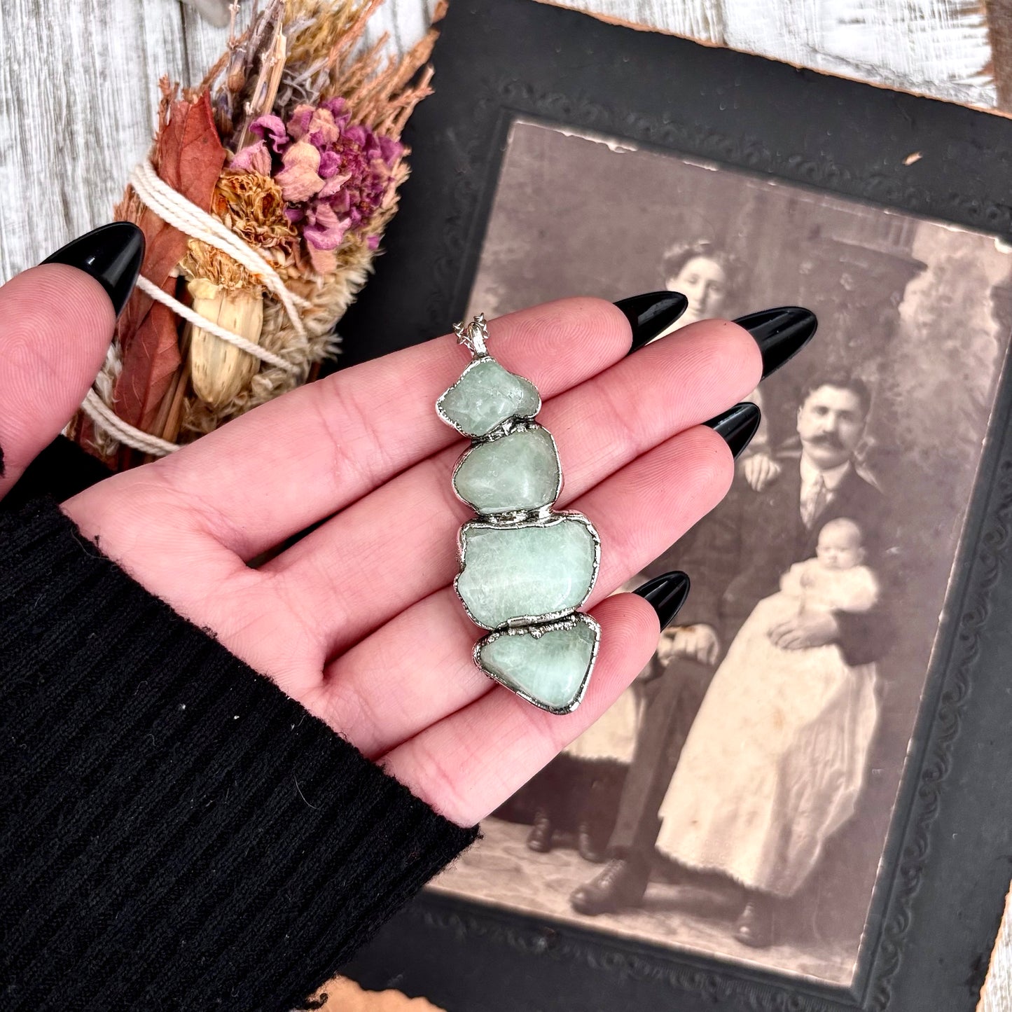 Four Stone Aquamarine Necklace in Fine Silver / Foxlark Collection