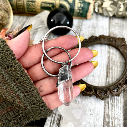 Big Clear Quartz Crystal  Necklace in Fine Silver / Foxlark Collection - One of a Kind