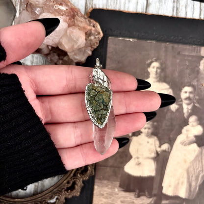 Clear Quartz & Marcasite Quartz Crystal Statement Necklace in Fine Silver / Foxlark Collection - One of a Kind