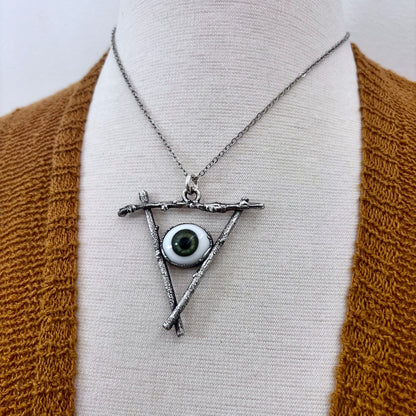 Green Iris Eye Necklace Fine Silver / Sticks & Stones Collection