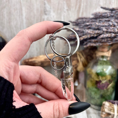 Big Raw Clear Quartz Crystal Necklace in Fine Silver / Foxlark Collection - One of a Kind