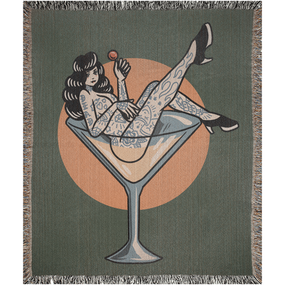 Miss Martini Traditional Tattoo Style - Woven Blanket