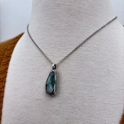 Dainty Aventurine Pebble Necklace in Silver/ Foxlark Collection