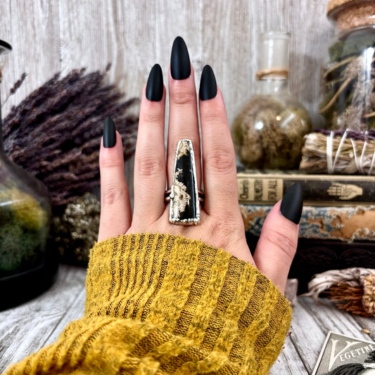 Fossilized Palm Root Ring Size 8.5  / Foxlark Crystal Jewelry Collection