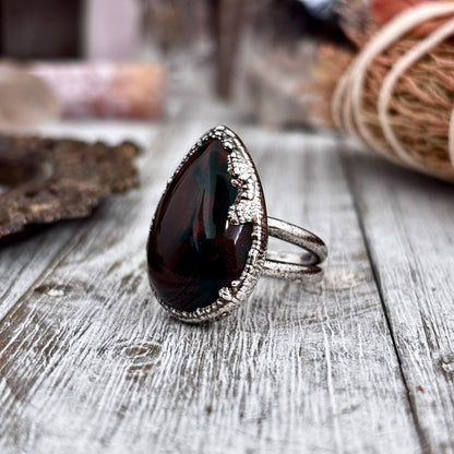 Red Bloodstone Crystal Statement Ring Size 7 / Foxlark Collection