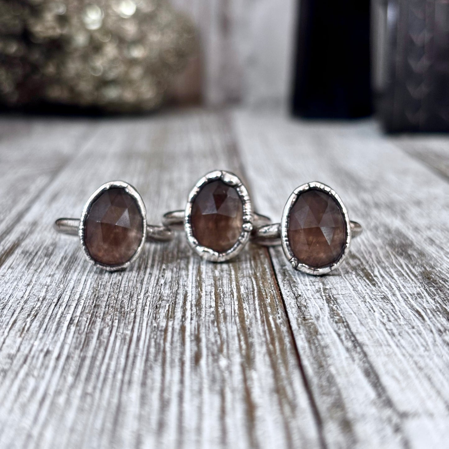 Smoky Quartz Ring Fine Silver Small faceted Stone Ring Size 5 6 7 8 9 10 11 / Foxlark Collection