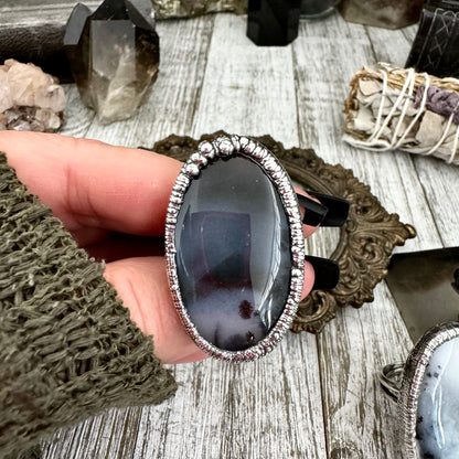 Dendritic Agate Statement Ring Silver Size 8 9 10 / Foxlark Collection