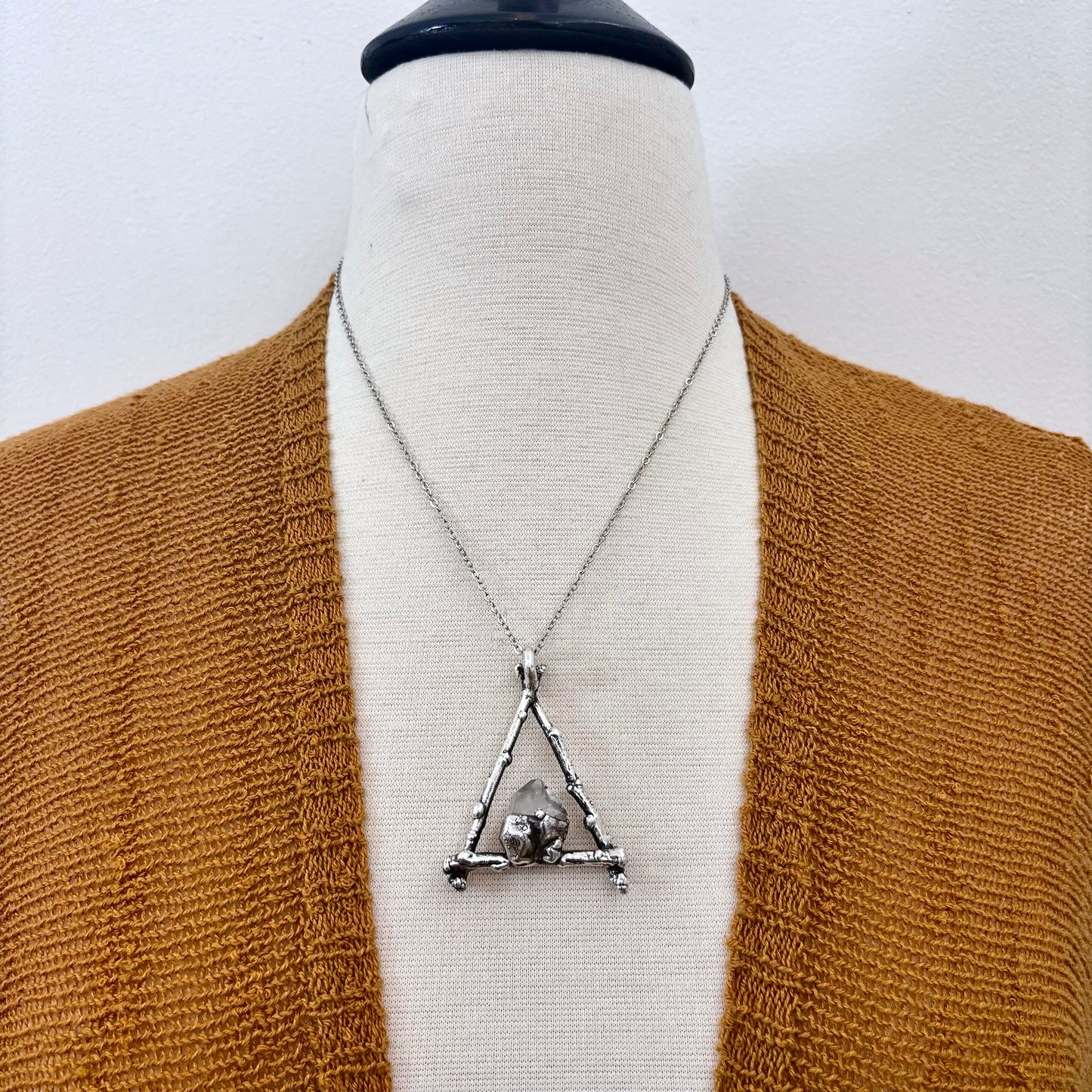 Raw Herkimer Crystal Necklace in Silver / Sticks & Stones Collection