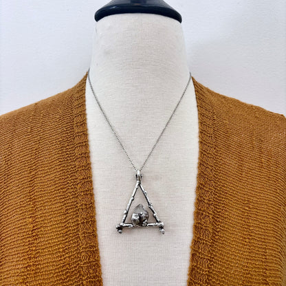 Raw Herkimer Crystal Necklace in Silver / Sticks & Stones Collection