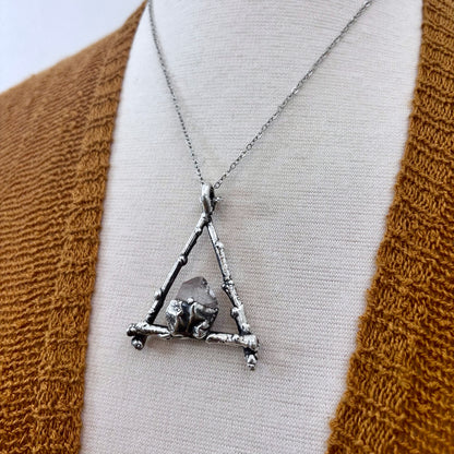 Raw Herkimer Crystal Necklace in Silver / Sticks & Stones Collection