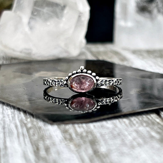 Dainty Tourmaline Oval Ring Set in Sterling Silver Size 7 8 9 10