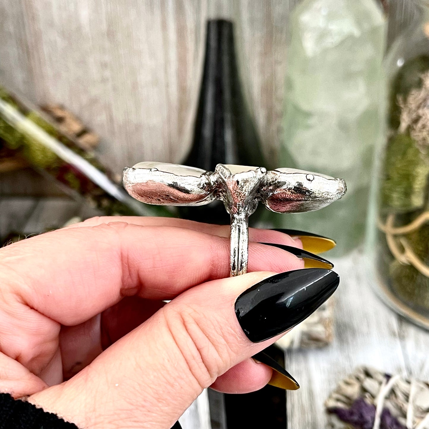 Size 7 Crystal Ring - Three Stone Clear Quartz Ring in Silver / Foxlark Collection - One of a Kind