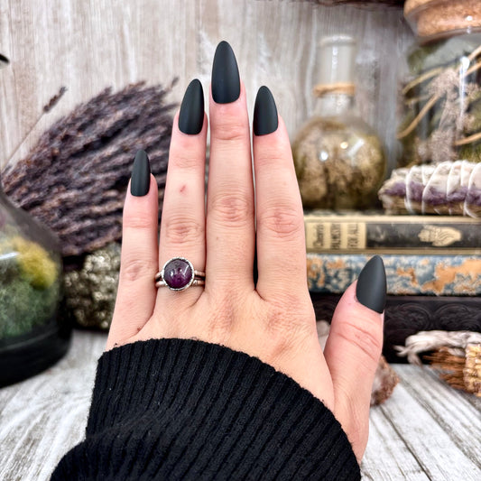 Star Ruby Crystal Ring Fine Silver Size 6 / Foxlark Collection - One of a Kind