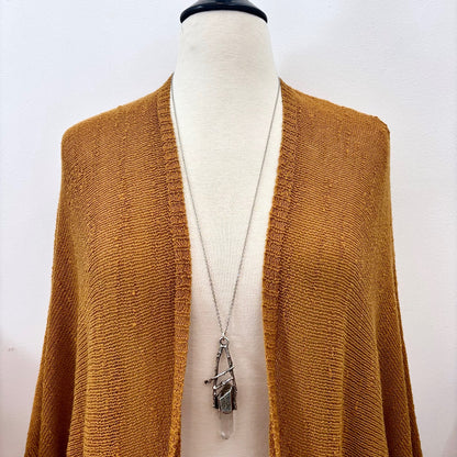 Raw Clear Quartz Crystal Necklace in Silver / Sticks & Stones Collection