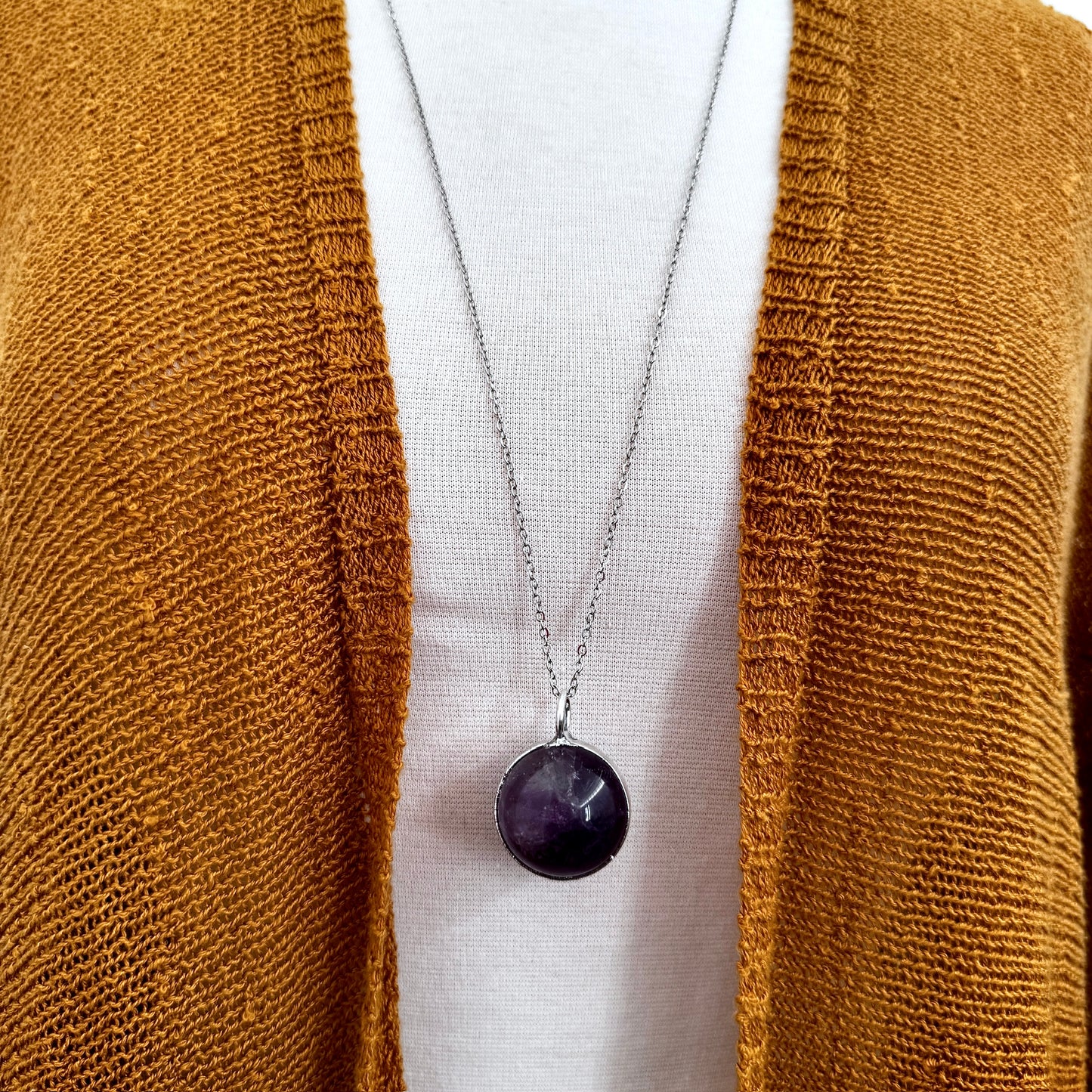 Amethyst Crystal Ball Necklace in Silver / Foxlark Collection