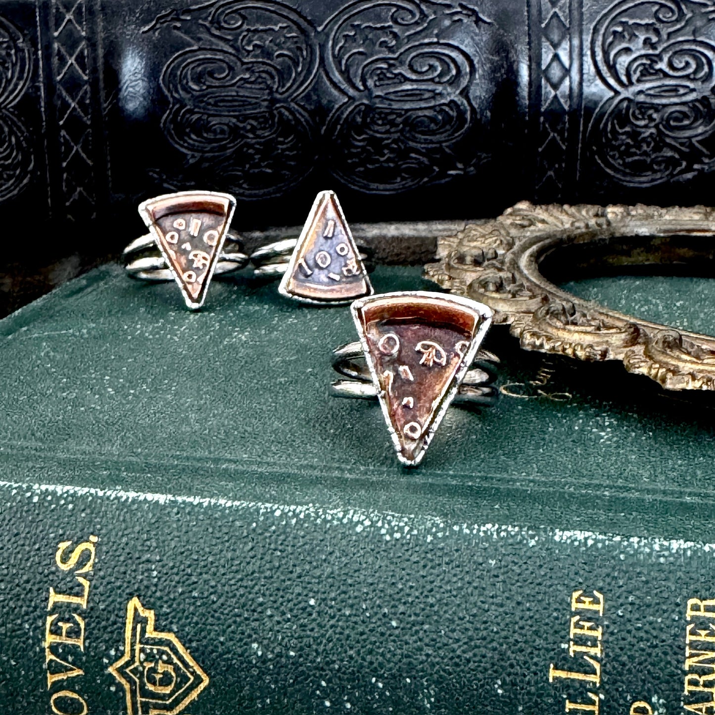 Lucky Penny Club - Pizza Slice Ring Size 8 or 9  Fine Silver - Foxlark Collection