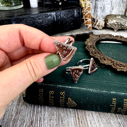 Lucky Penny Club - Pizza Slice Ring Size 8 or 9  Fine Silver - Foxlark Collection