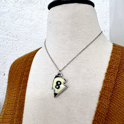 Playing Games - #8 Vintage Pool Ball Necklace Fine Silver - One of a Kind.