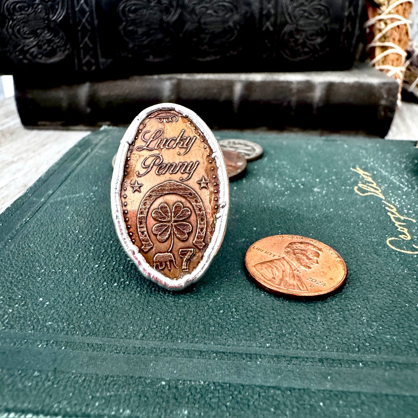 Lucky Penny Club - Lucky Penny Pressed Penny Ring Fine Silver Size 8 / One of a Kind