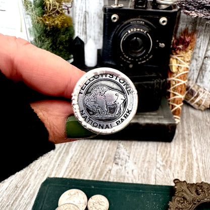 Lucky Penny Club - Vintage Collectible Yellowstone National Park Token Ring Fine Silver Size 10 / One of a Kind