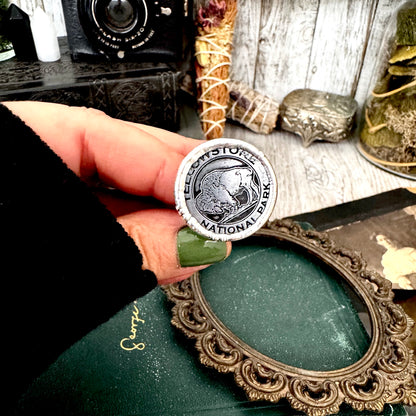 Lucky Penny Club - Vintage Collectible Yellowstone National Park Token Ring Fine Silver Size 10 / One of a Kind