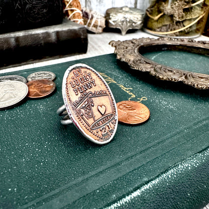 Lucky Penny Club -Vintage Las Vegas Pressed Penny Ring Fine Silver Size 7.5 / One of a Kind