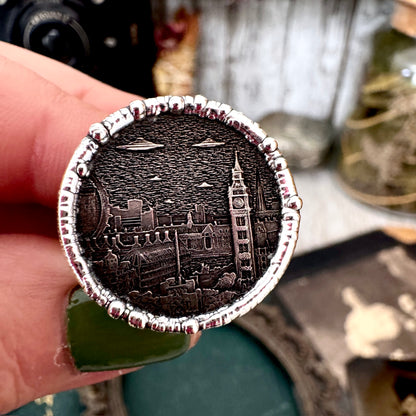 Lucky Penny Club - HOBO UFO London Coin Ring Fine Silver Size 9.5 / One of a Kind