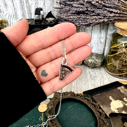 Lucky Penny Club - Copper Pizza Slice Necklace in Fine Silver - One of a Kind