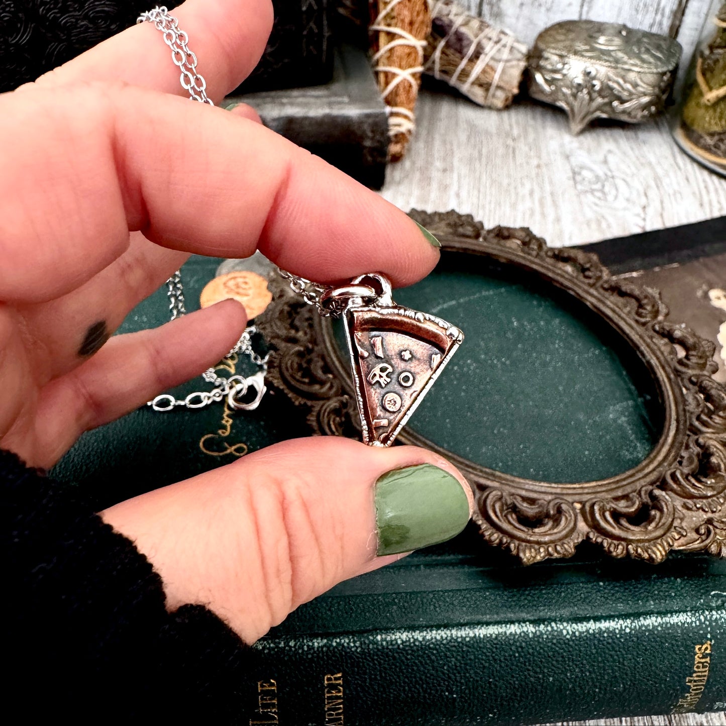Lucky Penny Club - Copper Pizza Slice Necklace in Fine Silver - One of a Kind