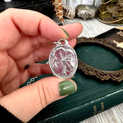 Lucky Penny Club - Four Leaf Clover Good Luck Necklace Fine Silver - One of a Kind