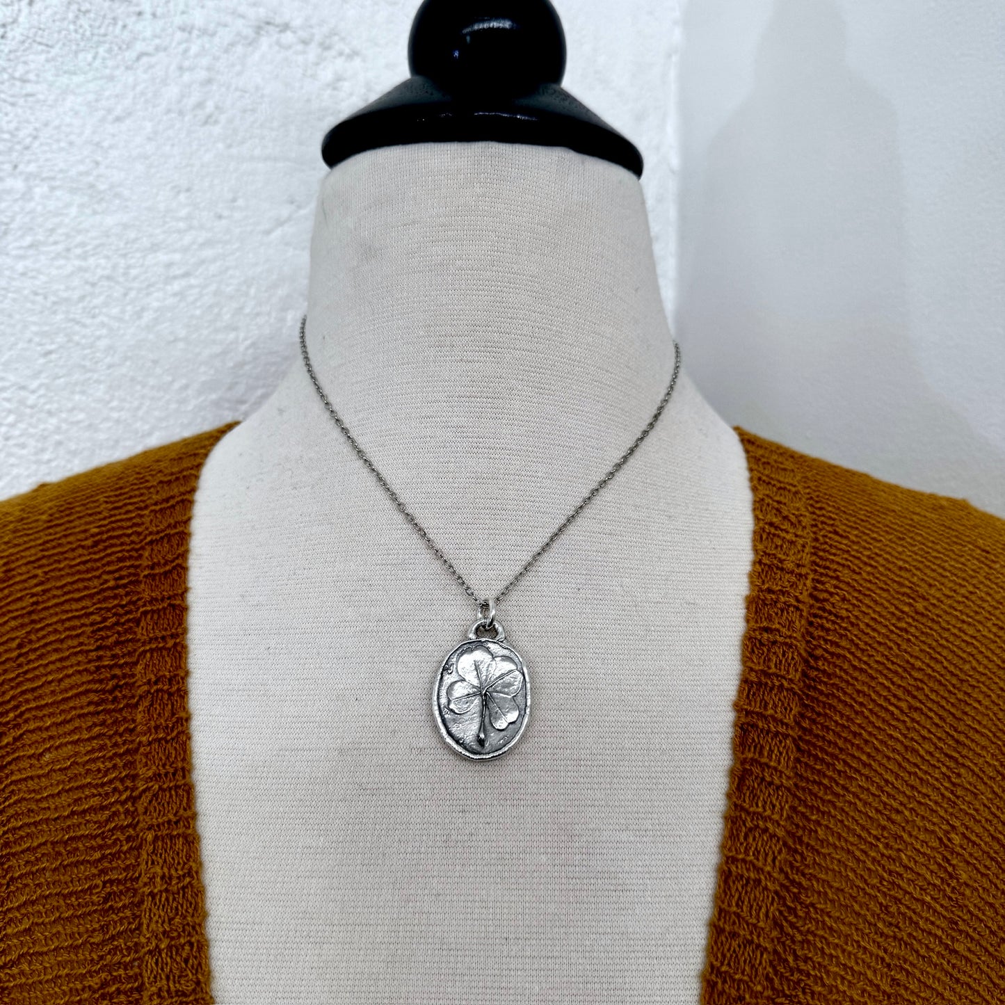 Lucky Penny Club - Four Leaf Clover Good Luck Necklace Fine Silver - One of a Kind