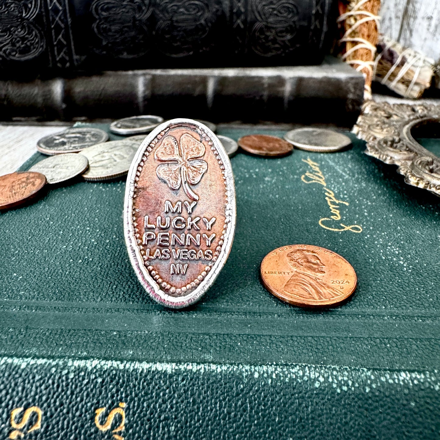Lucky Penny Club - Vintage My Lucky Penny Pressed Penny Ring Fine Silver Size 10.5 / One of a Kind