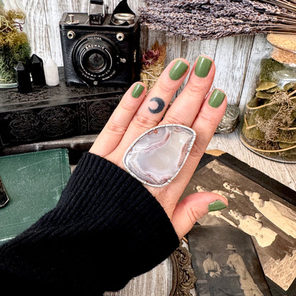 The Colossal Collection - Crazy Lace Agate Crystal Ring Fine Silver Size 8 / One of a Kind
