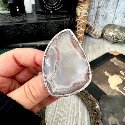 The Colossal Collection - Crazy Lace Agate Crystal Ring Fine Silver Size 8 / One of a Kind