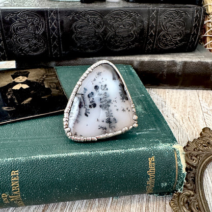 The Colossal Collection - Dendritic Agate Crystal Ring Set in Fine Silver Size 7.5 /One of a Kind