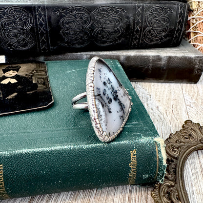 The Colossal Collection - Dendritic Agate Crystal Ring Set in Fine Silver Size 7.5 /One of a Kind