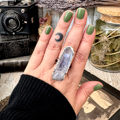 The Colossal Collection - Aqua Aura Quartz Crystal Ring Set in Fine Silver Size 10 / One of a Kind