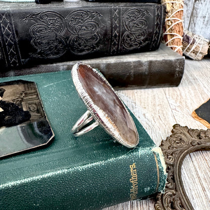 The Colossal Collection - Fancy Moss Agate Crystal Ring Set in Fine Silver Size 8.5 / One of a Kind