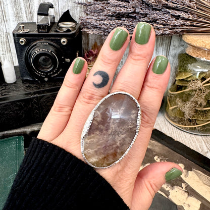 The Colossal Collection - Fancy Moss Agate Crystal Ring Set in Fine Silver Size 8.5 / One of a Kind
