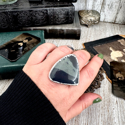 The Colossal Collection - Spiderweb Obsidian Crystal Ring Fine Silver Size 9.5 / Foxlark Collection - One of a Kind